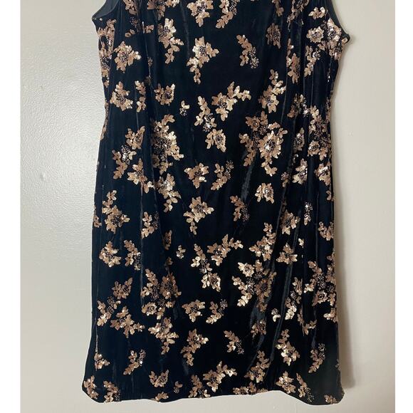 NWT CALVIN KLEIN DRESS 20W BLACK GOLD SEQUINS VELVET HOLIDAYS FESTIVE - Picture 8 of 15